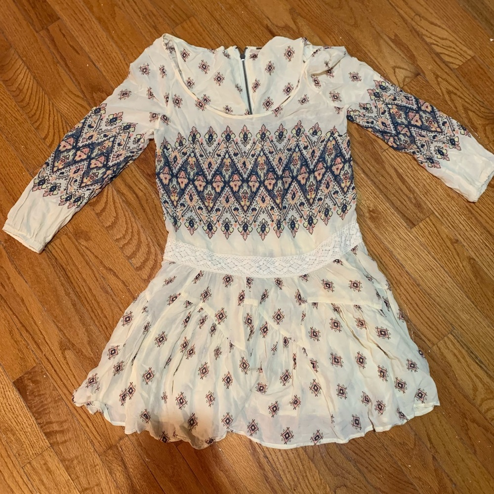 Free People Aztec Drop Hem Mini Dress